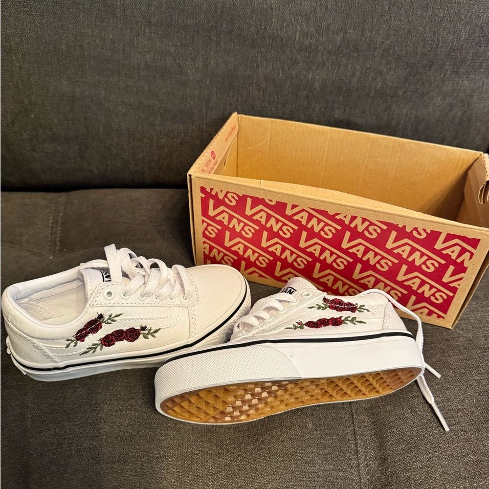 Vans Girls White Floral Sneakers - brand new never worn
